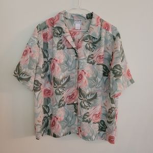 Vintage Floral Button Down Blouse
